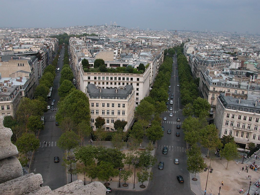 Paris 12 Arc de Triomphe View Down Av Hoiche and Av de Friedland Towards Montmartre 